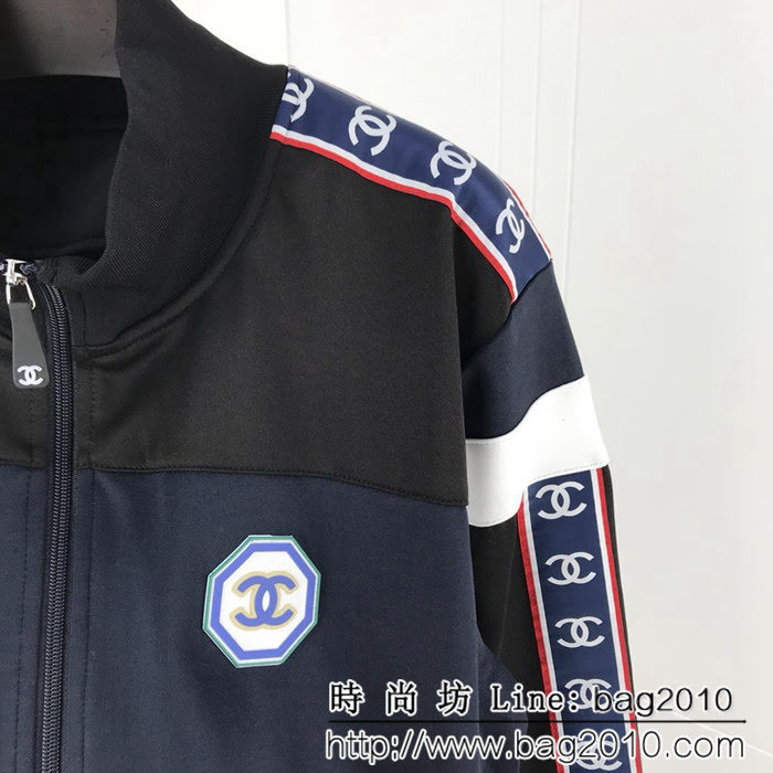 CHANEL香奈兒 小香中古系列 vintage ins超火拼色袖 串標飾帶 休閒運動套裝 情侶款 ydi1115